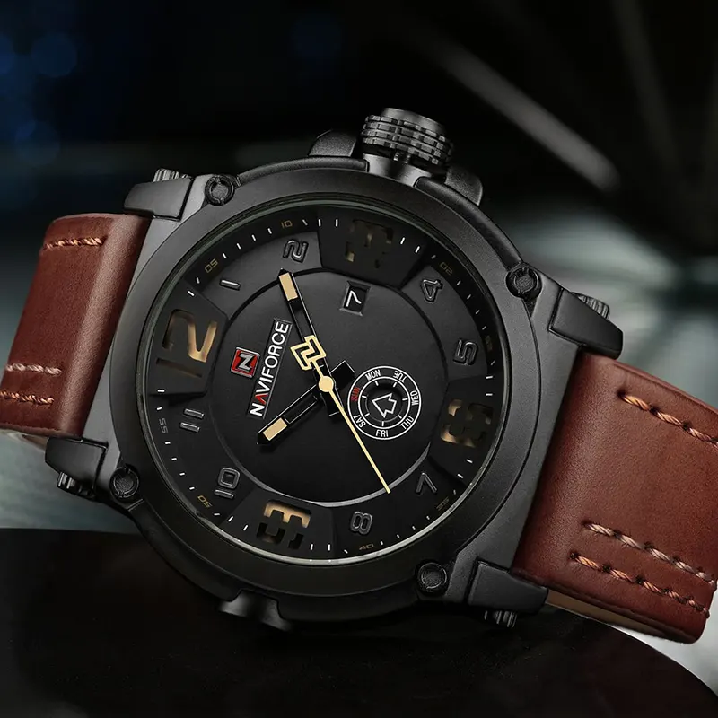 Naviforce NF9099 Dual-time Black Dial Men's Watch